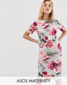 Платье миди с цветочным принтом ASOS DESIGN Maternity-Розовый