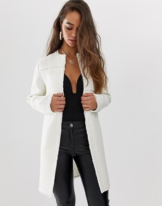 Фактурное пальто из ткани букле ASOS DESIGN-Белый