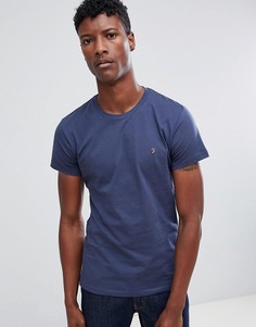 Темно-синяя приталенная футболка с логотипом Farah Farris-Темно-синий