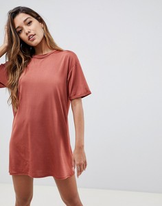 Платье-футболка с отворотами на рукавах ASOS DESIGN-Оранжевый