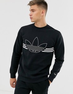 Черный свитшот с большим логотипом-трилистником adidas Originals