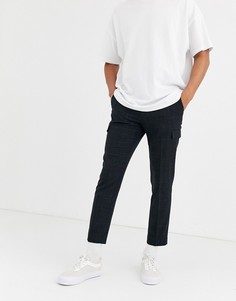 Черные облегающие короткие брюки с голубым штрихованным узором ASOS DESIGN-Черный
