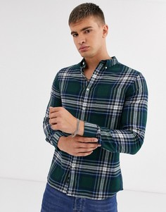 Зеленая рубашка в клетку Burton Menswear-Зеленый