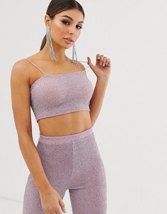 Сиреневый кроп-топ с блестками ASOS DESIGN-Фиолетовый