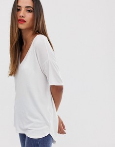 Белая фактурная oversize-футболка с V-образным вырезом ASOS DESIGN-Белый