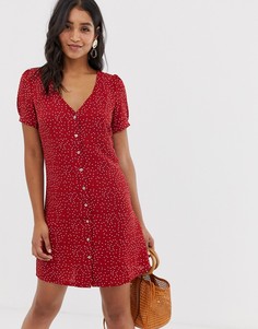 Платье в горошек на пуговицах Vila-Мульти