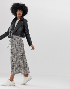 Юбка миди со шнуровкой на талии и леопардовым принтом ASOS DESIGN-Мульти