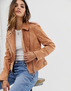 Замшевая байкерская куртка ASOS DESIGN-Коричневый