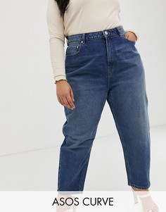 Темно-синие джинсы бойфренда со свободными штанинами ASOS DESIGN Curve-Синий