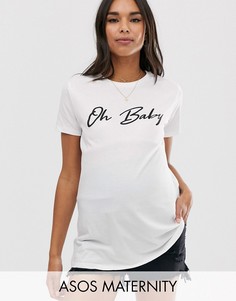 Футболка с принтом \Oh Baby\" ASOS DESIGN Maternity-Белый