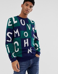 Вязаный джемпер с логотипом Love Moschino-Синий
