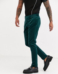 Зеленые вельветовые брюки зауженного кроя Topman-Зеленый