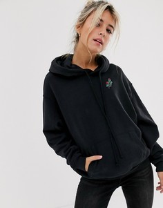 Худи черного цвета с вышитым логотипом и цветами на спине Levis-Черный Levis®