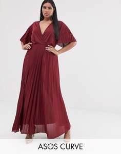 Платье-кимоно макси с плиссировкой ASOS DESIGN Curve-Красный