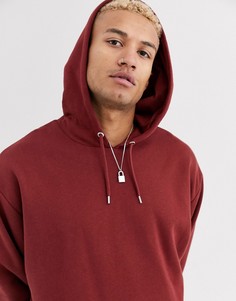 Бордовый oversize-худи с серебристыми молниями ASOS DESIGN-Красный