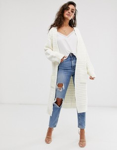 Кардиган макси с декоративной строчкой ASOS DESIGN-Белый