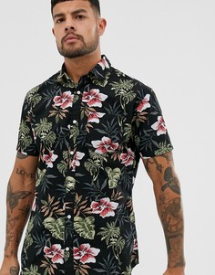 Черная рубашка с короткими рукавами и принтом Jack & Jones Essentials-Черный