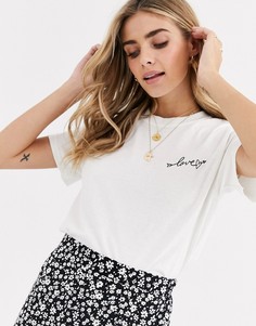 Белая футболка с надписью Miss Selfridge-Белый