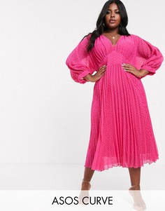Платье миди с рукавами \летучая мышь\" ASOS DESIGN Curve-Розовый