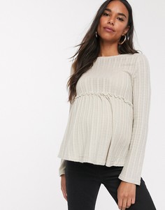 Кремовый топ с отделкой рюшами New Look Maternity