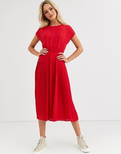 Красное плиссированное платье миди New Look-Красный