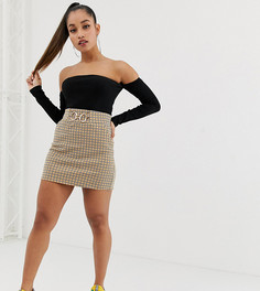 Желтая мини-юбка в клетку с золотистой отделкой эксклюзивно для ASOS DESIGN Petite-Мульти