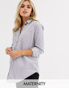Серая вельветовая рубашка New Look Maternity-Черный