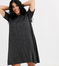 Свободное блестящее платье мини Wednesdays Girl Curve-Черный