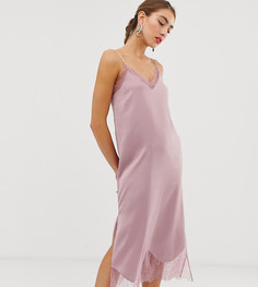 Розовое платье-комбинация с кружевом Stradivarius-Розовый
