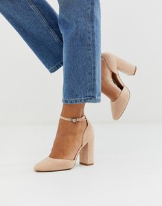 Серо-коричневые туфли на блочном каблуке ASOS DESIGN Pleasant-Бежевый