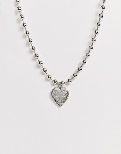 Серебристое ожерелье с подвеской в форме сердца и гравированной надписью \truth or dare\" ASOS DESIGN-Серебряный