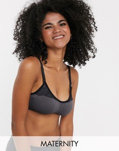 Серый бюстгальтер без косточек с кружевной отделкой Hunkemoller Nursing Lucina