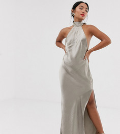 Блестящее атласное платье макси ASOS DESIGN Petite-Розовый