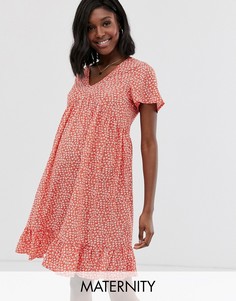 Красное свободное платье с мелким цветочным принтом New Look Maternity-Красный