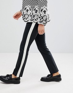 Супероблегающие брюки с полосами металлик по бокам Noose & Monkey-Черный