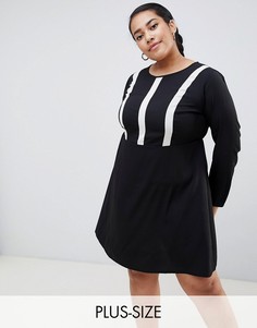 Черное платье мини с отделкой Junarose-Черный