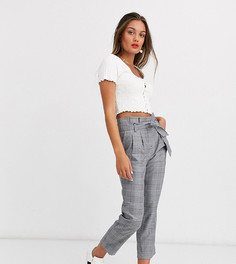 Узкие брюки в клетку New Look Petite-Черный