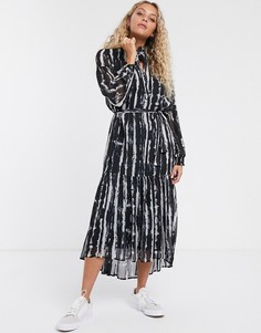 Платье макси с принтом тай-дай и высоким воротом Only-Мульти