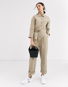 Комбинезон с большими карманами ASOS DESIGN-Светло-бежевый