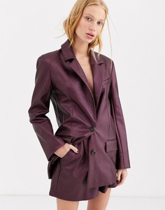 Фиолетовый пиджак из искусственной кожи ASOS DESIGN