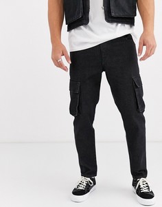 Черные классические джинсы с карманами-карго ASOS DESIGN rigid-Черный