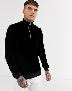 Черный вельветовый свитшот с молнией ASOS DESIGN