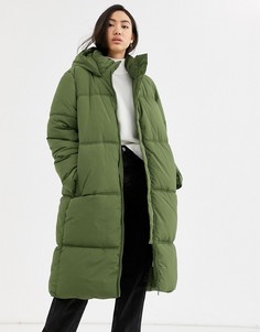 Дутое пальто цвета хаки Weekday-Зеленый