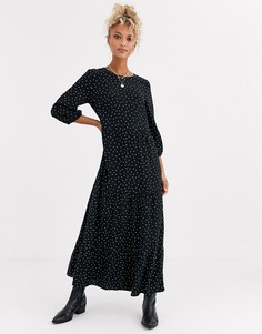 Ярусное свободное платье в горошек New Look-Черный