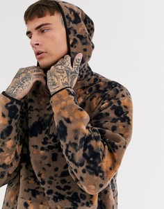 Oversize-худи из флиса с леопардовым принтом ASOS DESIGN-Бежевый