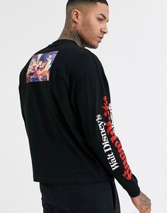 Oversize-лонгслив с принтом на спине и рукаве ASOS DESIGN Disney-Черный