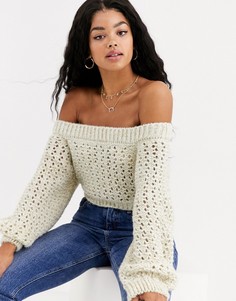 Джемпер с эффектом металлик и объемными рукавами ASOS DESIGN-Золотой