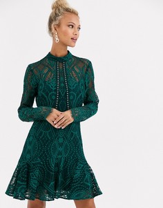 Сине-зеленое кружевное платье мини Forever New-Зеленый