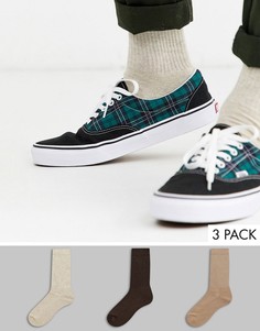 Спортивные носки в бежевых тонах ASOS DESIGN - Набор из 3 пар со скидкой-Мульти