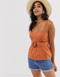 Топ с поясом и баской ASOS DESIGN-Черный
